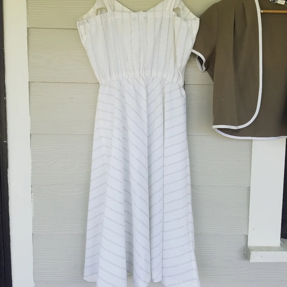 Vintage 80s 90s Tank Strap Dress Jacket Set Vtg Sz 12 Dress Lagenlook Minimalist - Picture 8 of 16